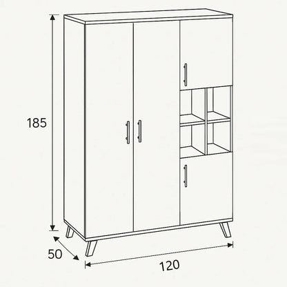 Wardrobe - MDF Wood - White & Beige - 140x50x185 cm - Cataloug