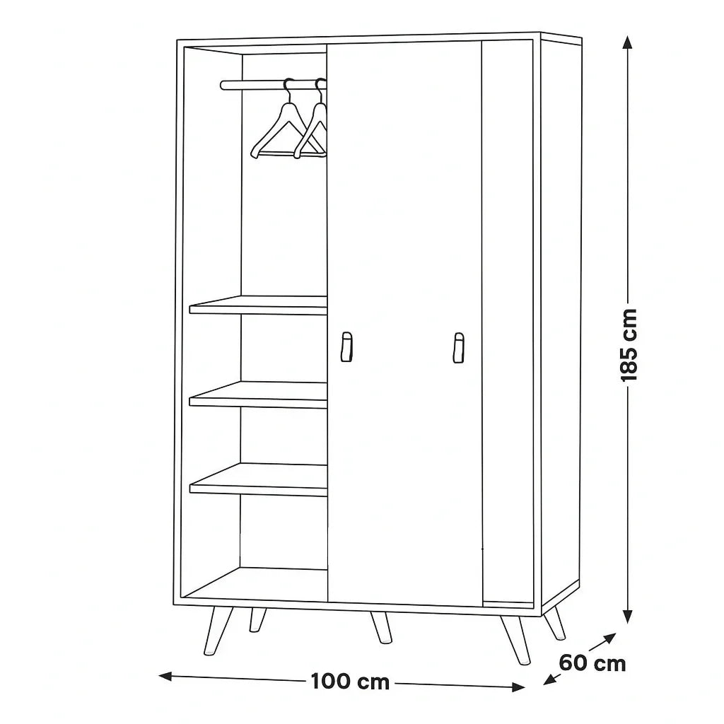 Wardrobe - MDF Wood - Beige & White - 100x60x185 cm - Cataloug
