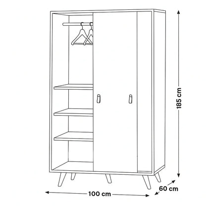 Wardrobe - MDF Wood - Beige & White - 100x60x185 cm - Cataloug