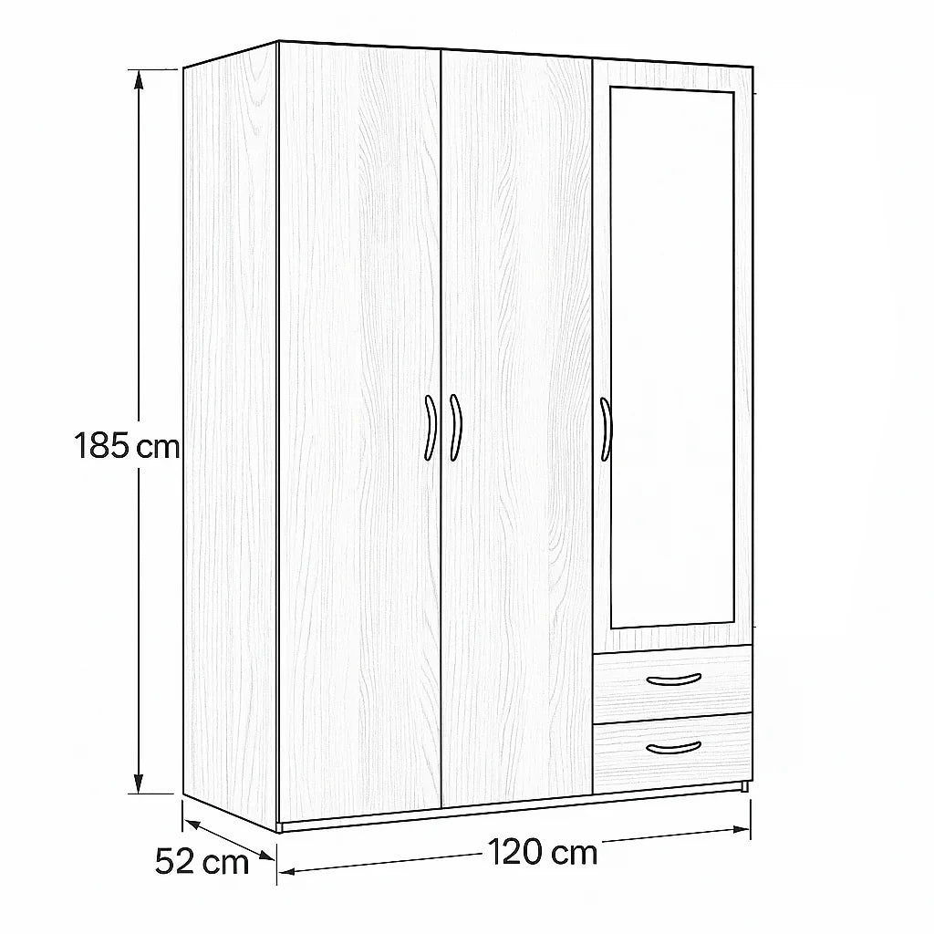 Wardrobe - MDF Wood - Beige - 120x52x185 cm - Cataloug