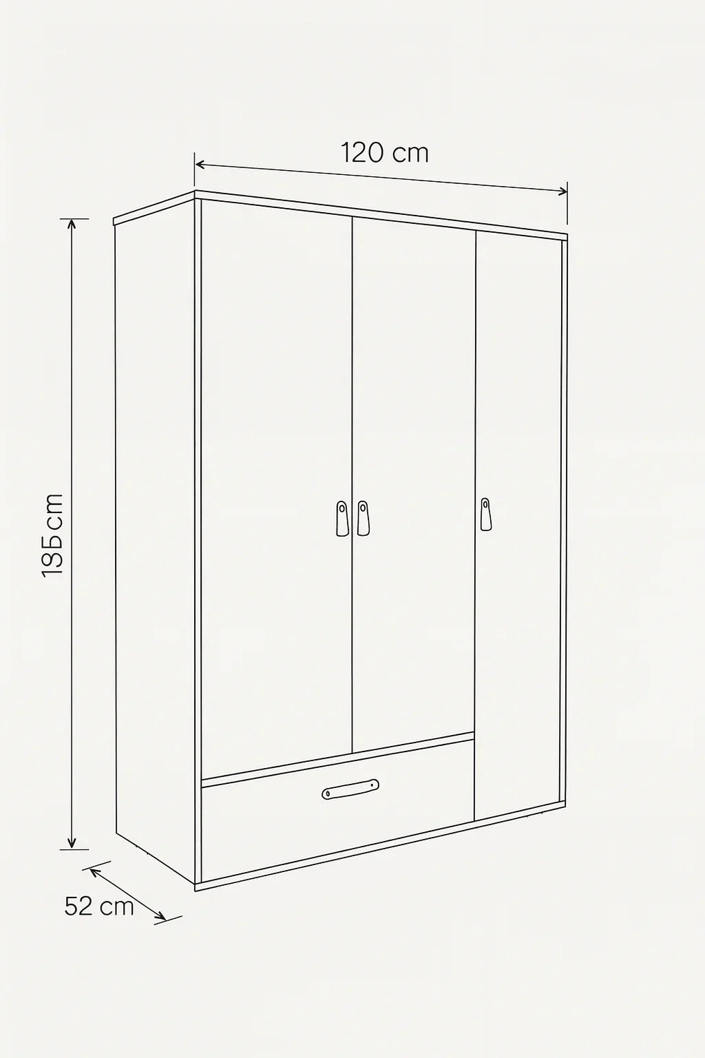 Wardrobe - MDF Wood - Beige & Black - 120x52x185 cm - Cataloug