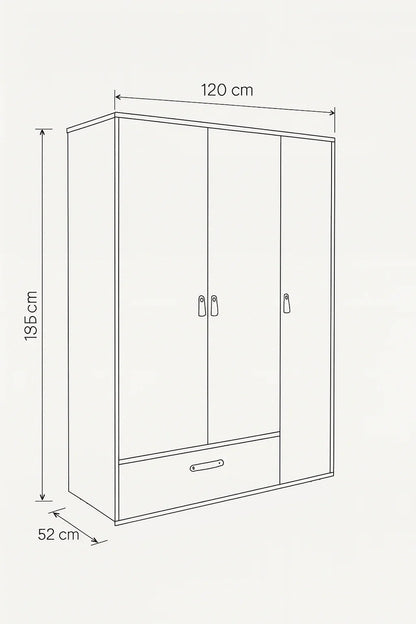 Wardrobe - MDF Wood - Beige & Black - 120x52x185 cm - Cataloug