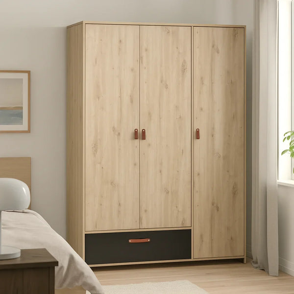 Wardrobe - MDF Wood - Beige & Black - 120x52x185 cm - Cataloug