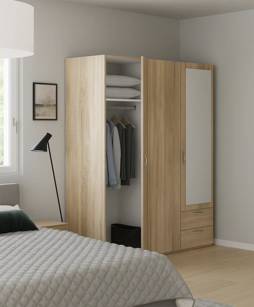 Wardrobe - MDF Wood - Beige - 120x52x185 cm - Cataloug