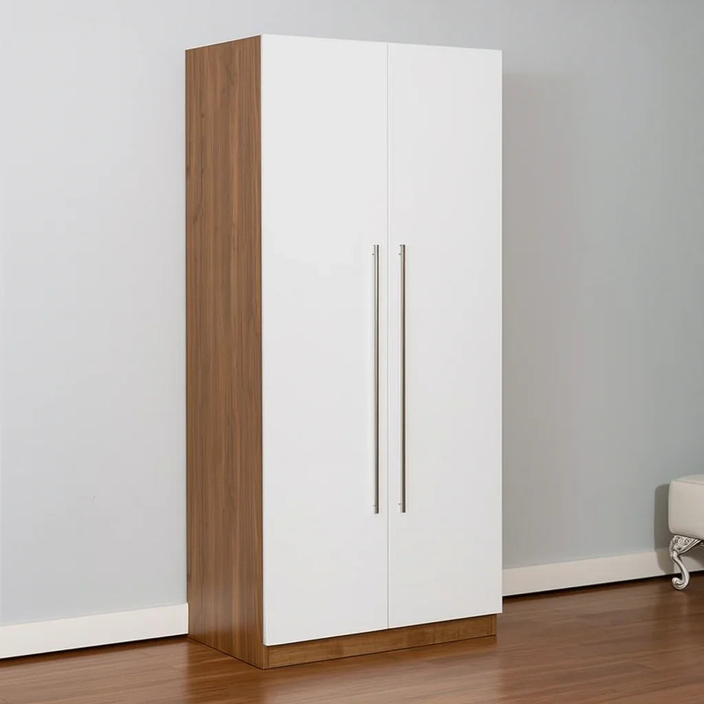 Wardrobe - MDF Wood - White & Brown - 90x52x185 cm - Cataloug