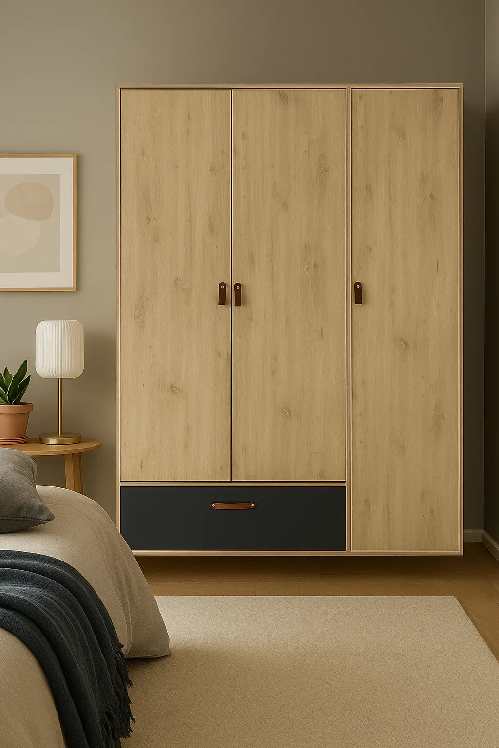 Wardrobe - MDF Wood - Beige & Black - 120x52x185 cm - Cataloug