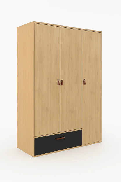 Wardrobe - MDF Wood - Beige & Black - 120x52x185 cm - Cataloug