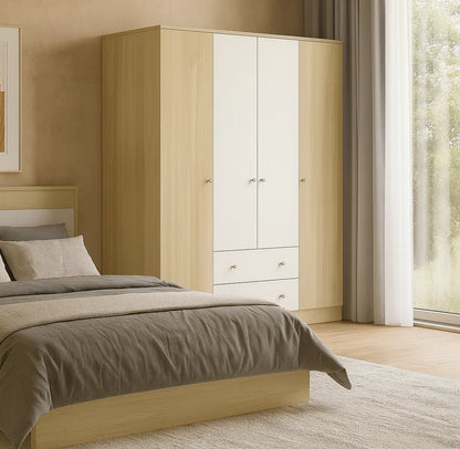 Wardrobe - MDF Wood - Beige & White - 160x50x185 cm - Cataloug