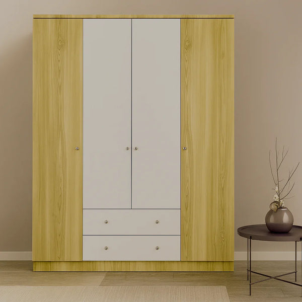 Wardrobe - MDF Wood - Beige & White - 160x50x185 cm - Cataloug