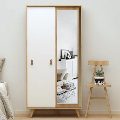 Wardrobe - MDF Wood - Beige & White - 100x60x185 cm - Cataloug