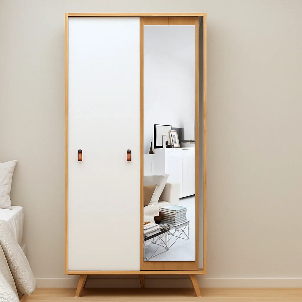 Wardrobe - MDF Wood - Beige & White - 100x60x185 cm - Cataloug