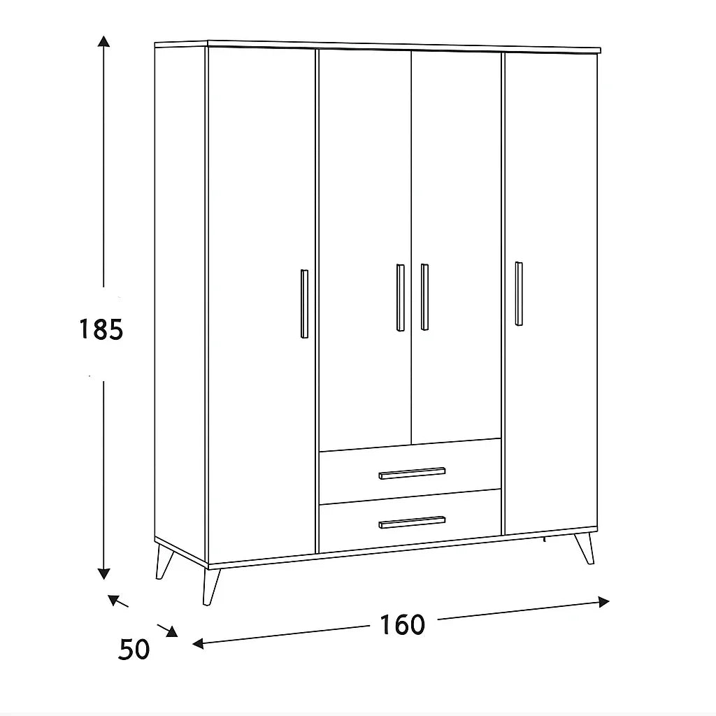 Wardrobe - MDF - White & Brown - 160x50x185 - Cataloug