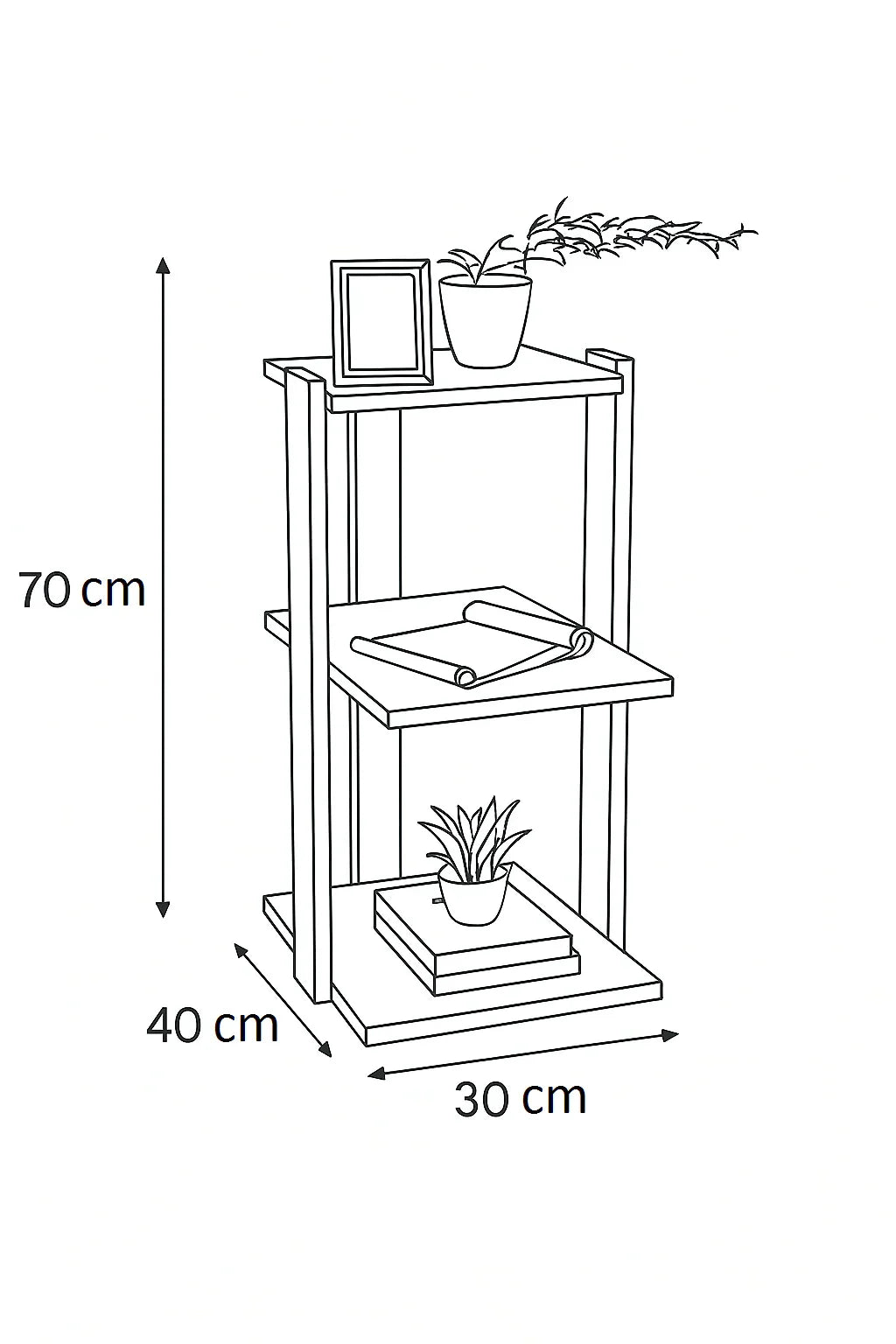 Side Table - MDF - Multi Color - 30x40x70 - Cataloug