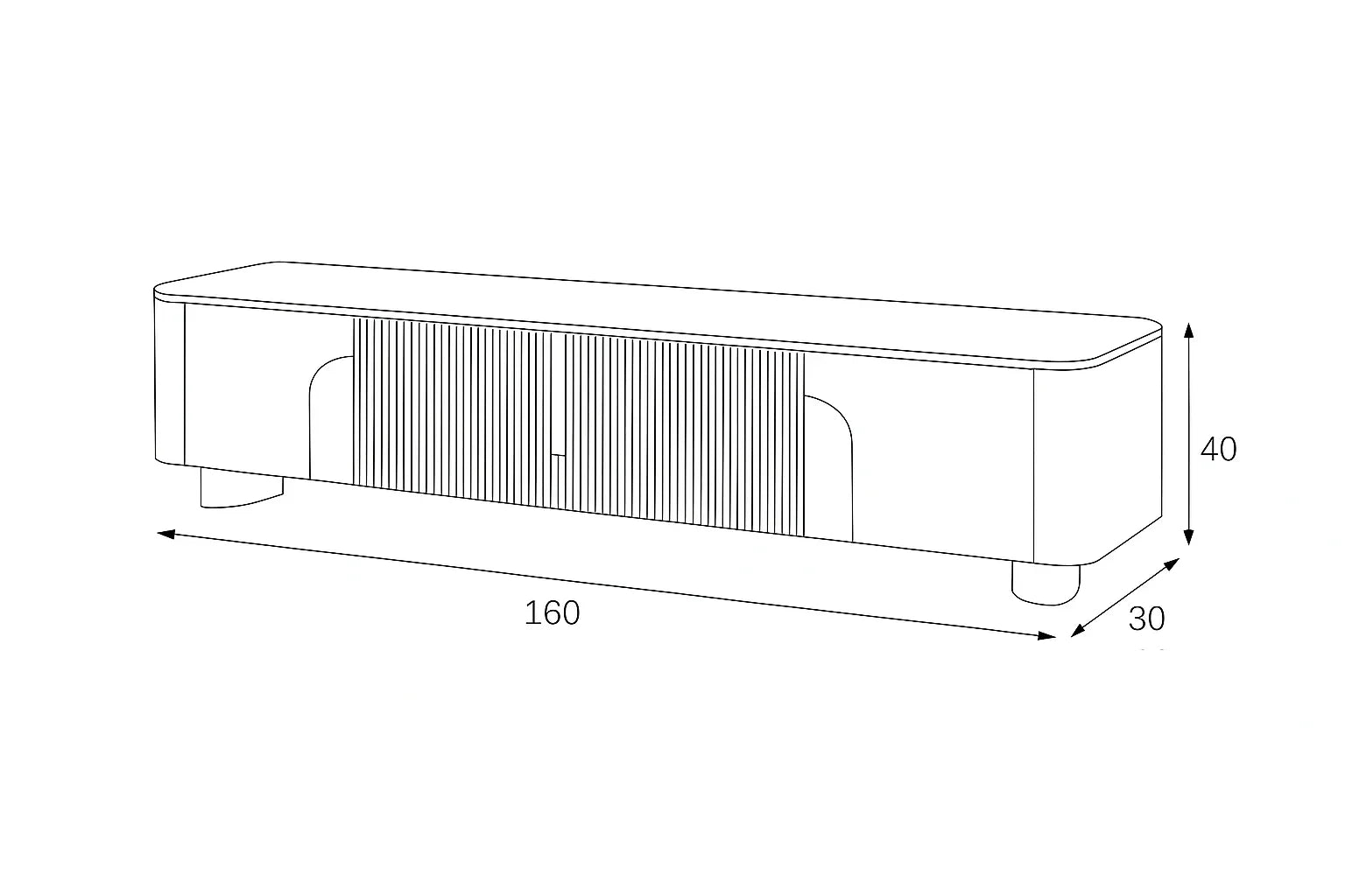TV Unit - MDF Wood - White - 160x30x40 cm - Cataloug