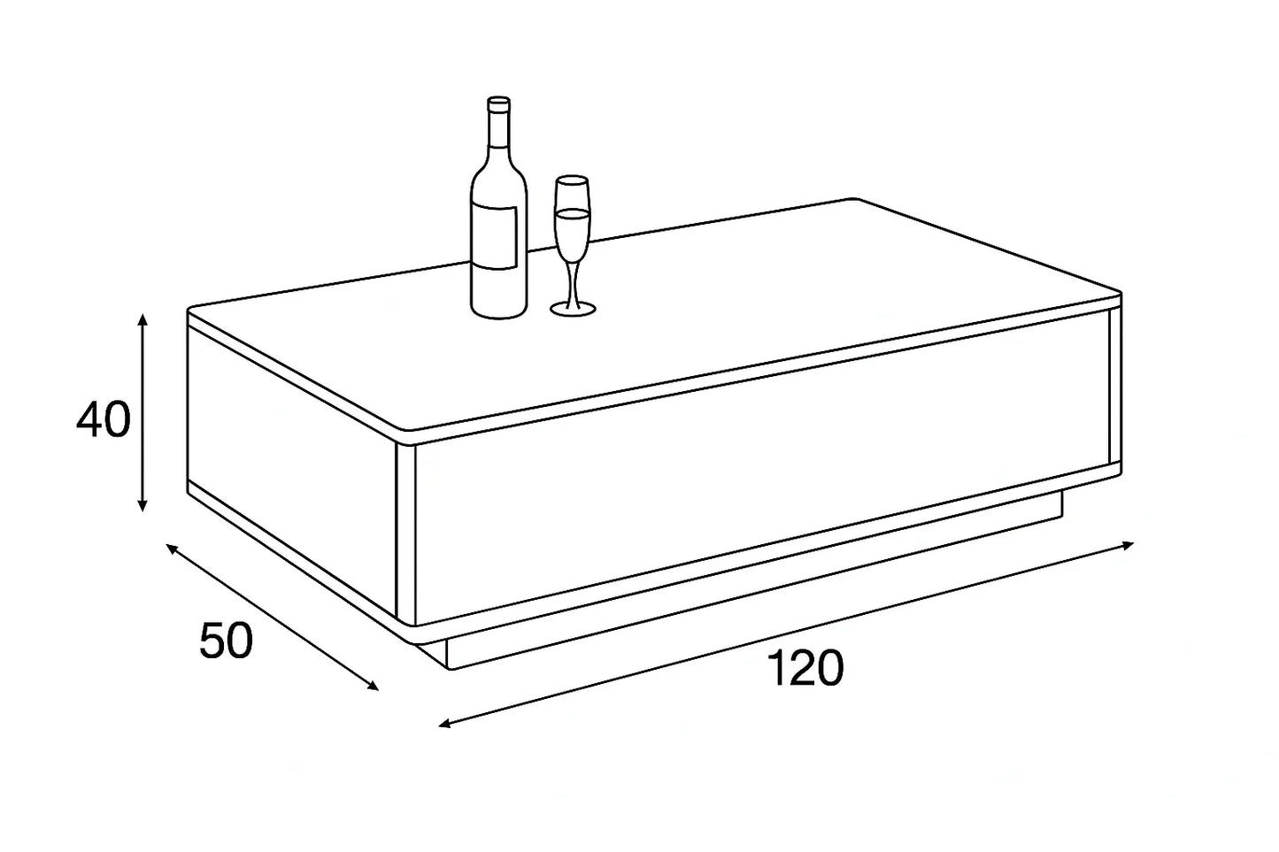 Coffee Table - MDF - Brown - 120x50x40 - Cataloug