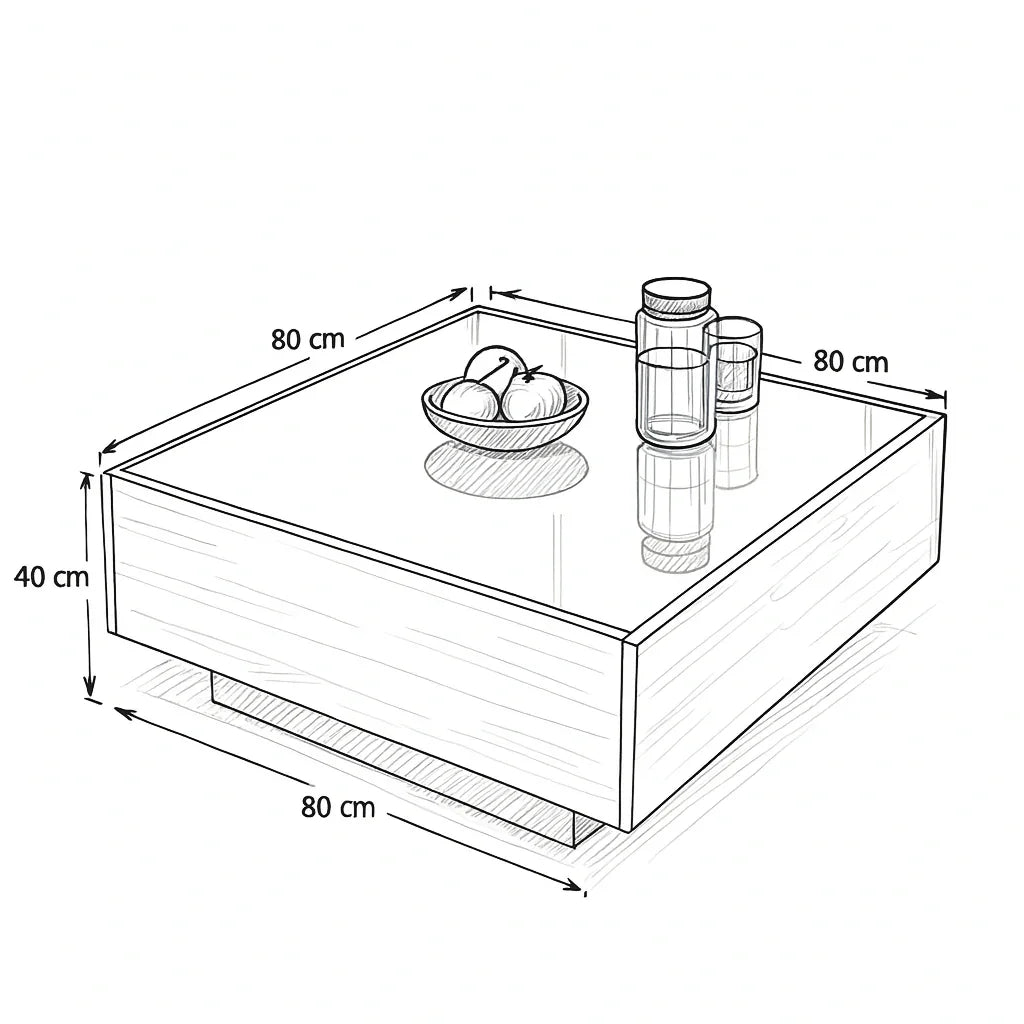 Coffee Table - MDF - Brown - 80x80x40 - Cataloug