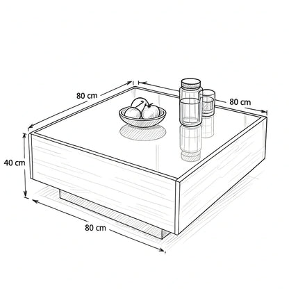 Coffee Table - MDF - Brown - 80x80x40 - Cataloug