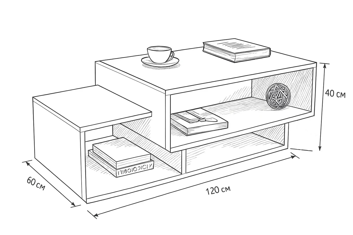 Coffee Table - MDF - Multi Color - 120x60x40 - Cataloug