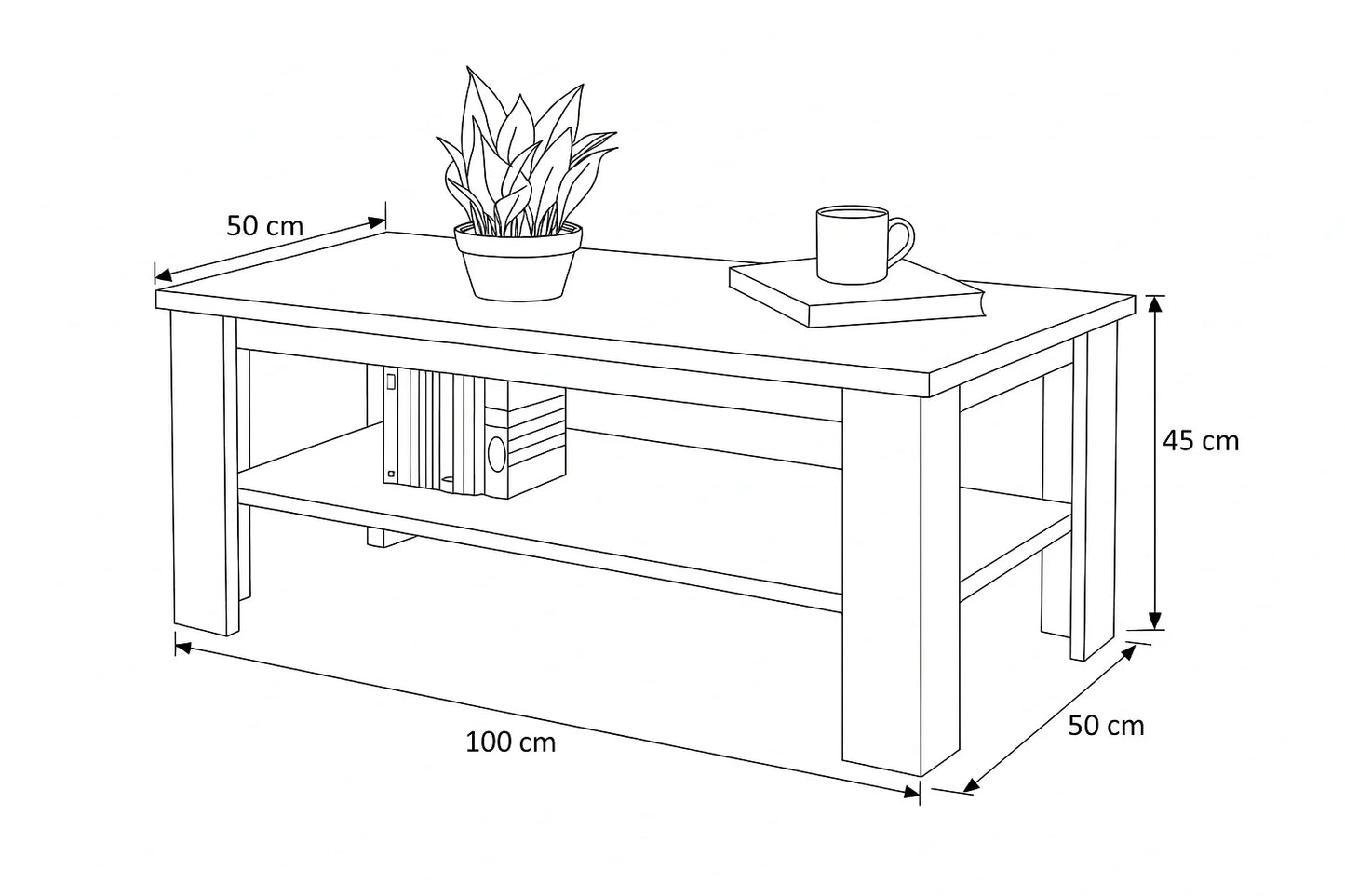 Coffee Table - MDF - Multi Color - 100x50x45 - Cataloug