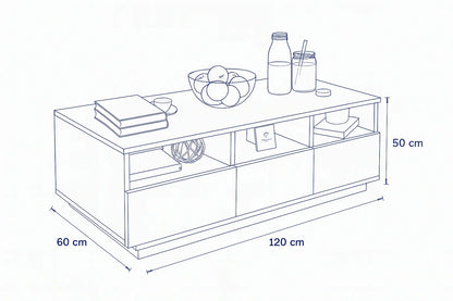 Coffee Table - MDF - Multi Color - 100x55x50 - Cataloug