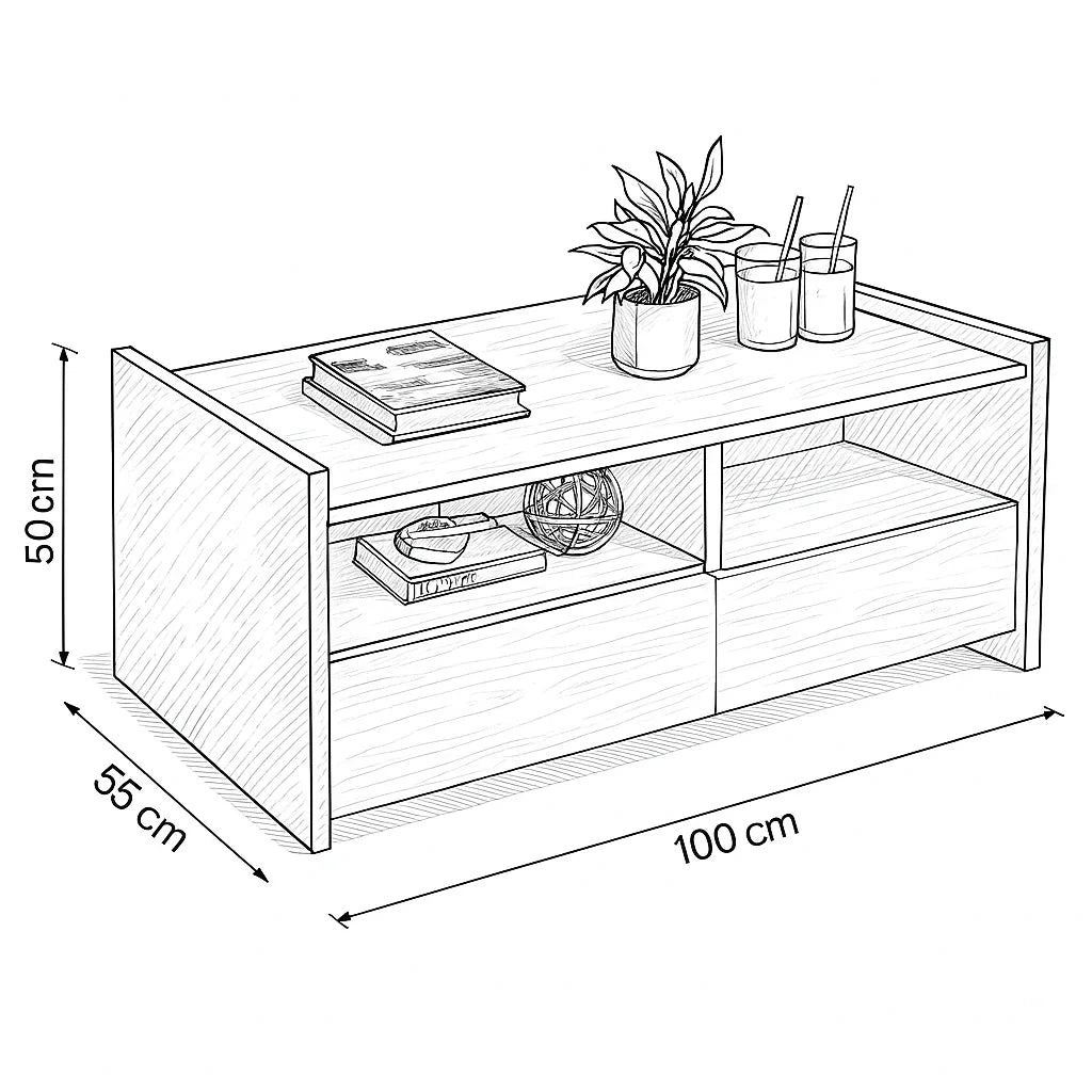 Coffee Table - MDF - Multi Color - 100x55x50 - Cataloug