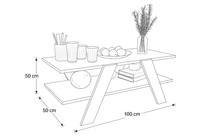 Coffee Table - MDF - Multi Color - 100x50x50 - Cataloug