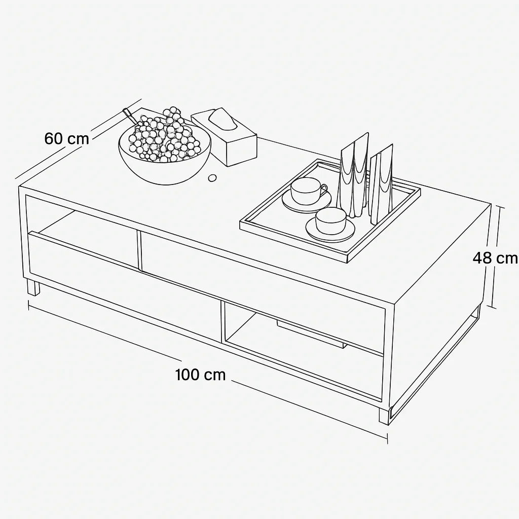 Coffee Table - MDF - Grey & Brown - 100x60x48 - Cataloug