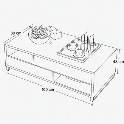 Coffee Table - MDF - Grey & Brown - 100x60x48 - Cataloug