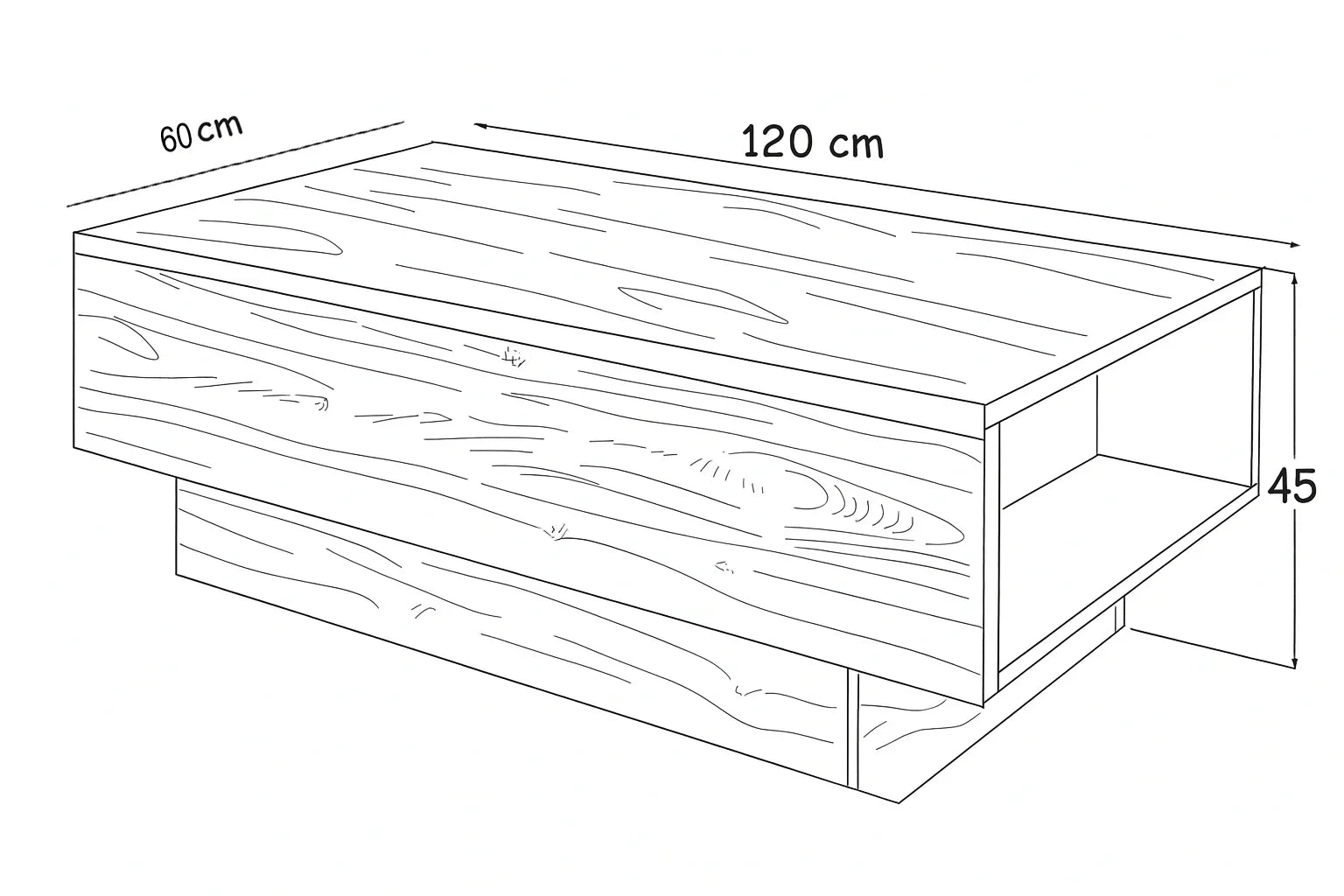 Coffee Table - MDF - Brown - 120x60x45 - Cataloug