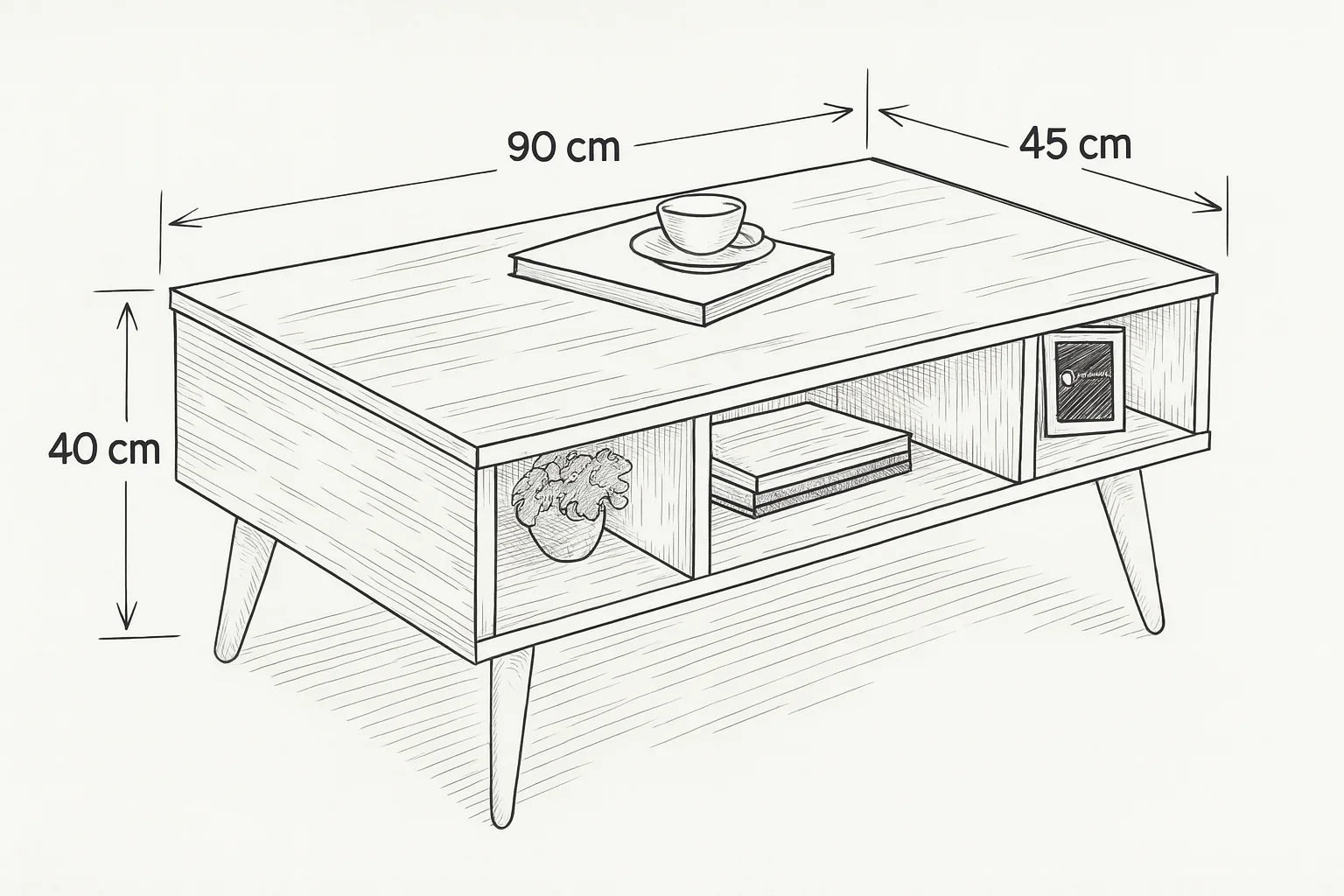 Coffee Table - MDF - Multi Color - 90x45x40 - Cataloug