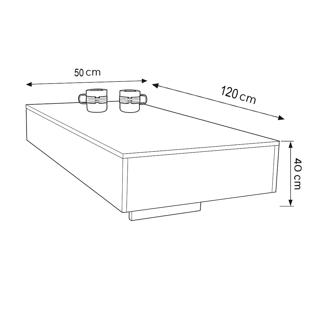 Coffee Table - MDF - Black - 120x50x40 - Cataloug