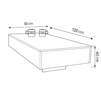 Coffee Table - MDF - Black - 120x50x40 - Cataloug