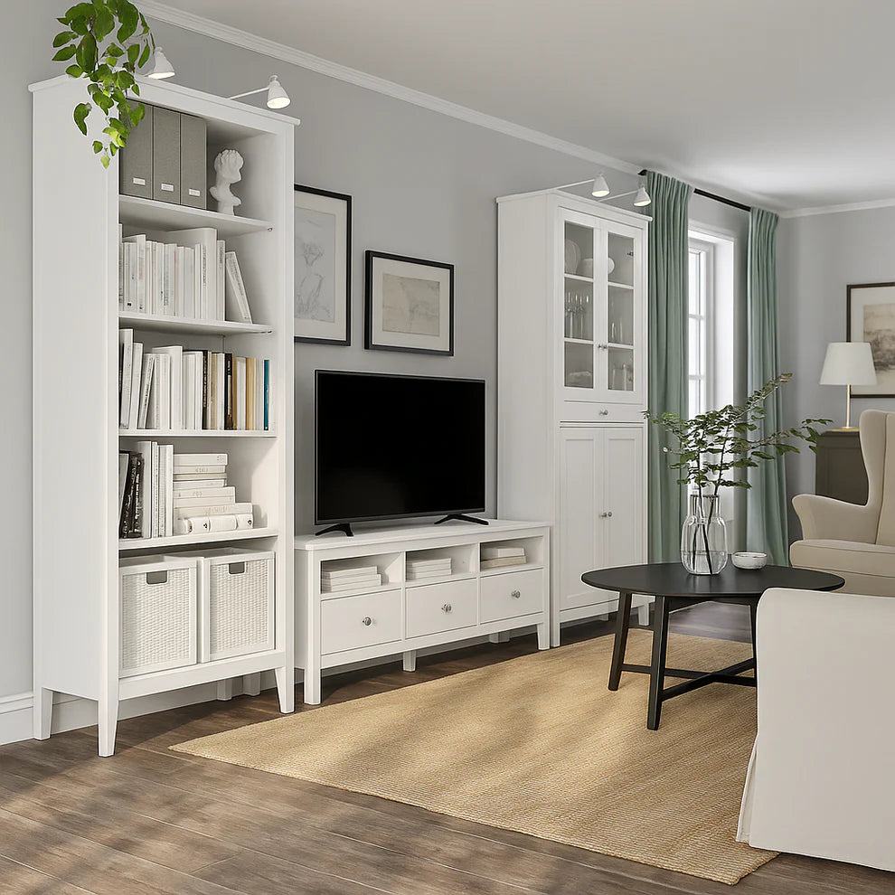 خزانة كتب - خشب MDF - أبيض - 246 × 40 × 211 سم