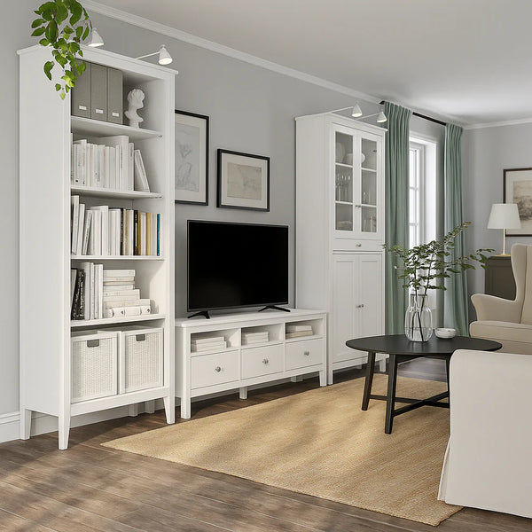 Book Case - MDF Wood - White- 246x40x 211 cm