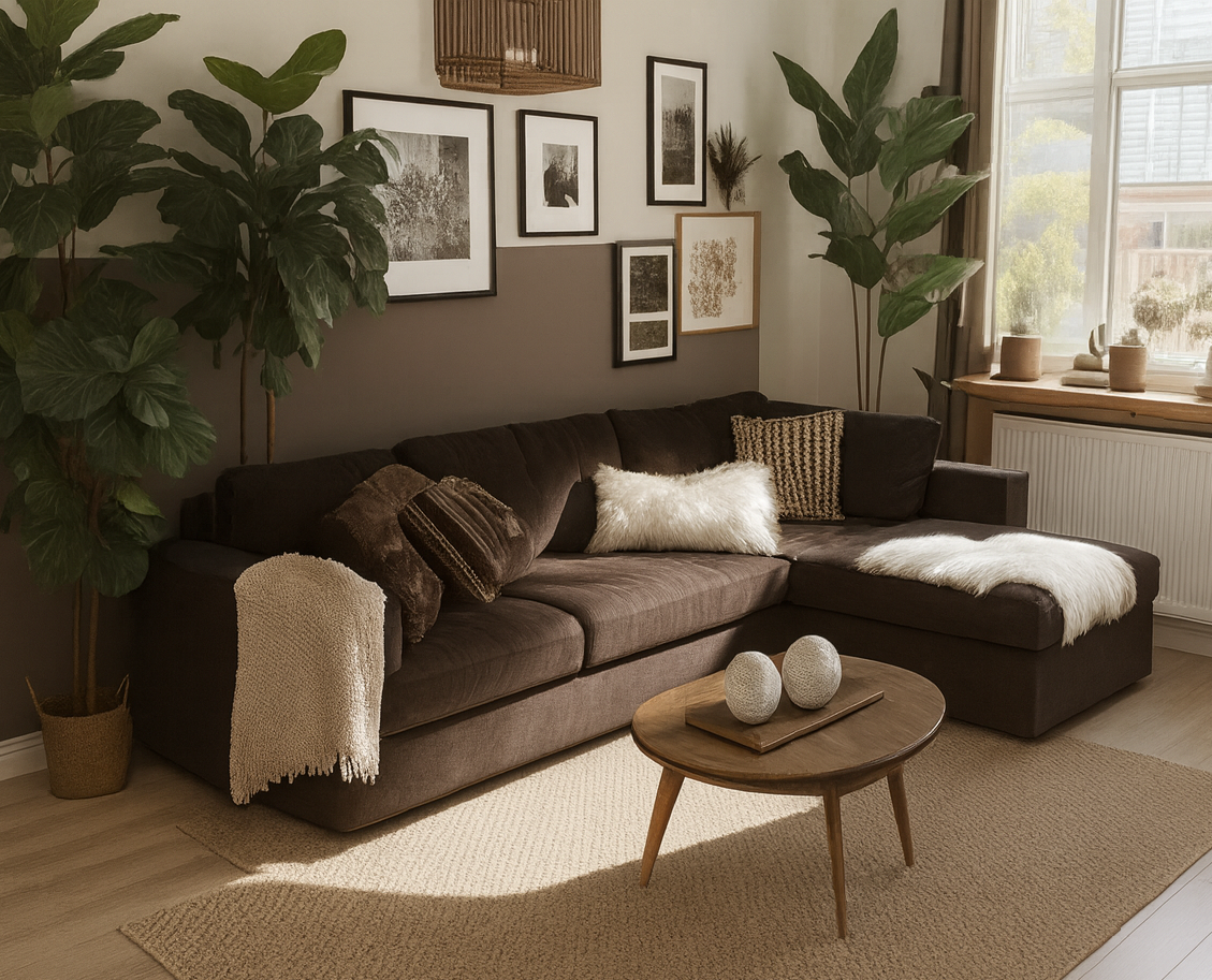 L-shape sofa - Beech Wood -Brown-280x160x90x75 cm