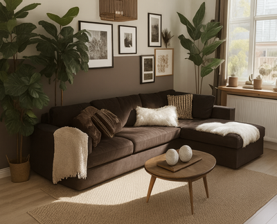 L-shape sofa - Beech Wood -Brown-280x160x90x75 cm