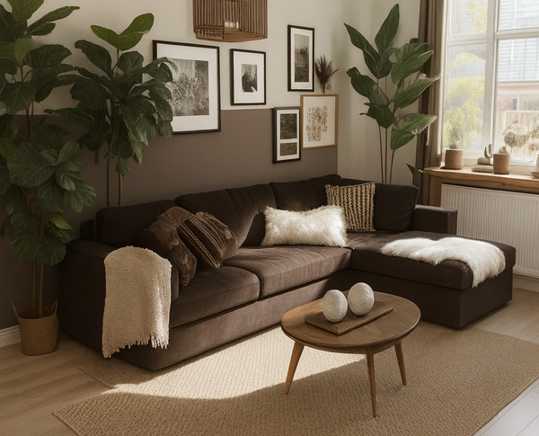 L-shape sofa - Beech Wood -Brown-280x160x90x75 cm