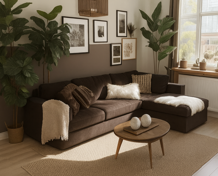 L-shape sofa - Natural Wood -Brown-280x160x90x75 cm