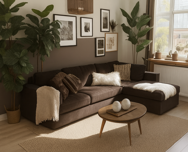 L-shape sofa - Beech Wood -Brown-280x160x90x75 cm