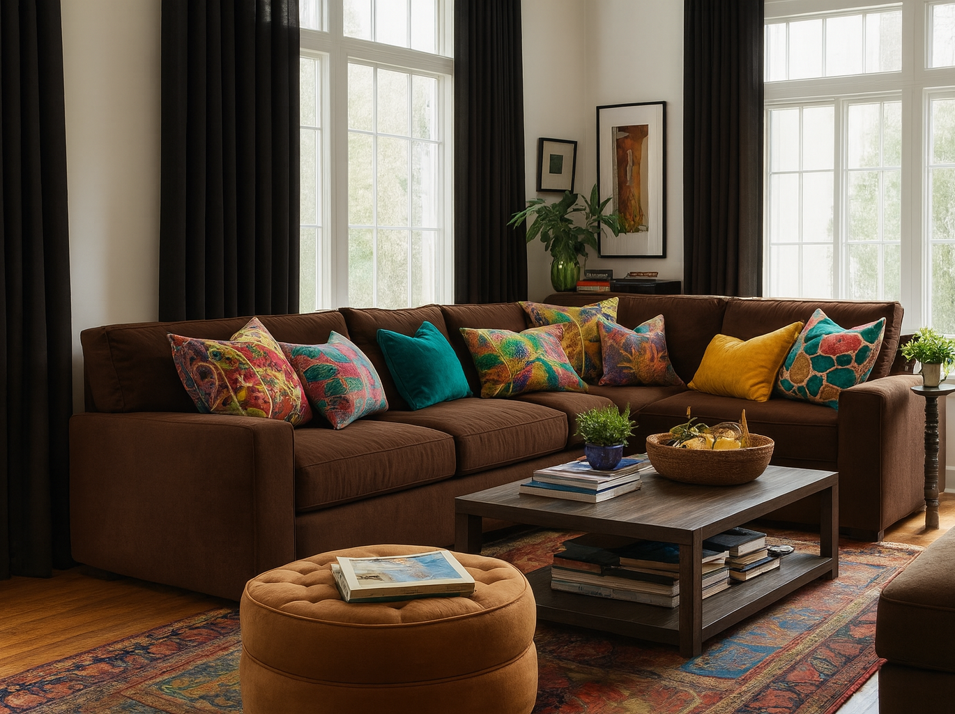 L  Shape Sofa - Beech Wood -Brown-280x180x90x75 cm