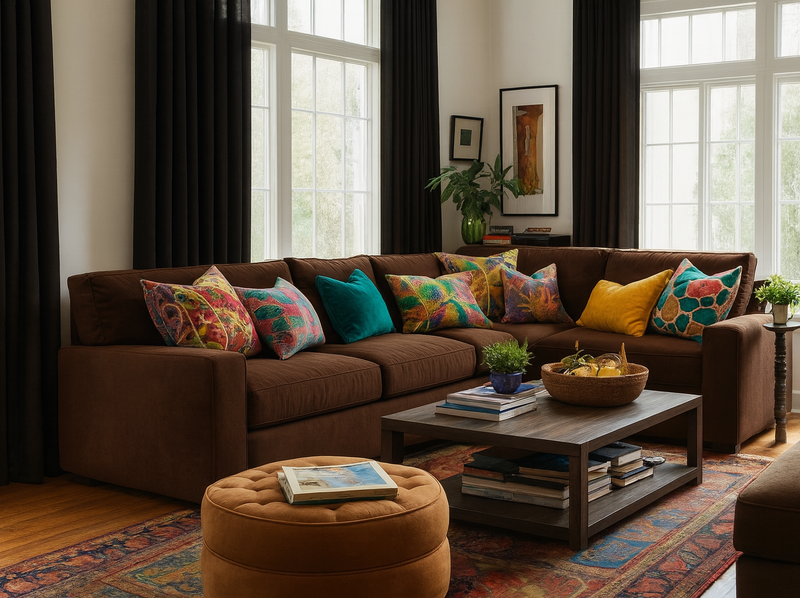 L  Shape Sofa - Beech Wood -Brown-280x180x90x75 cm