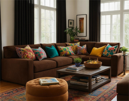 L  Shape Sofa - Natural Wood - Brown -280x180x90cm