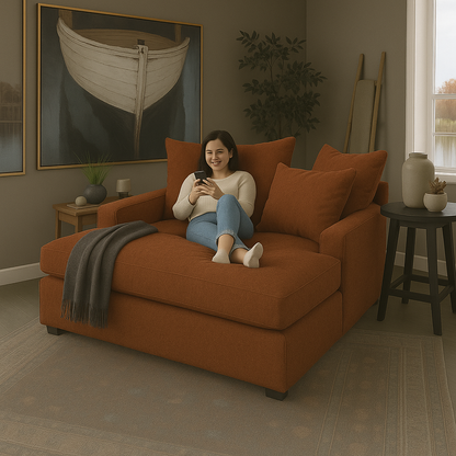 كرسى كبير الحجم - خشب الزان - كتان - متعدد الألوان - 120x120x70 سم