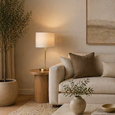 Desk Lamp - Metal - Gold & White - 45 x 20 cm