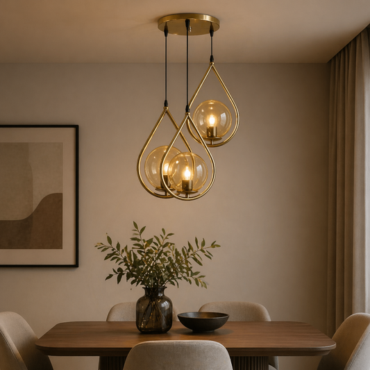 Chandelier - Metal & Glass - Gold - 70 x 30 cm
