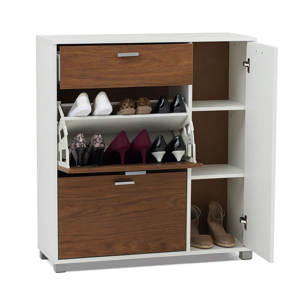 Shoe Rack - MDF wood - White & Brown - 80x35x100 cm - Cataloug