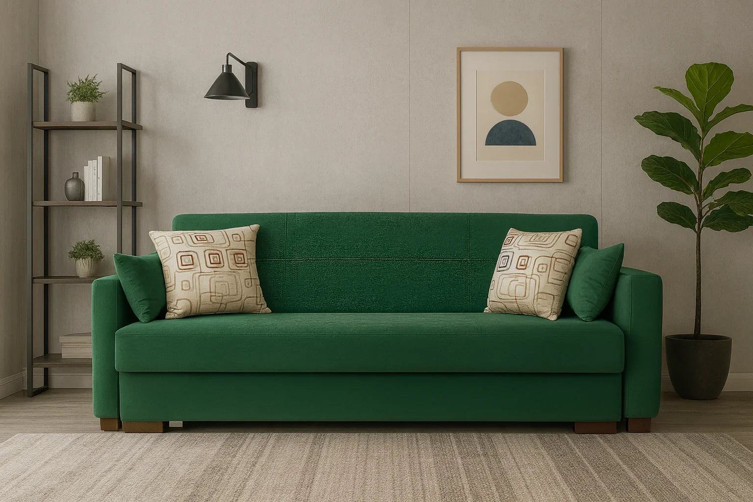 Sofa - Beech Wood - Linen Fabric - Green - 230x90 cm - Cataloug