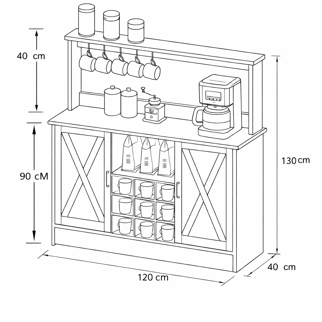 كوفي كورنر- خشب إم دي إف -متعدد الألوان - 120x40x130 سم