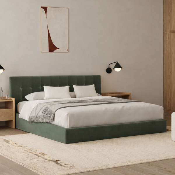 Bed - MDF - Velvet - Green - Multi Size