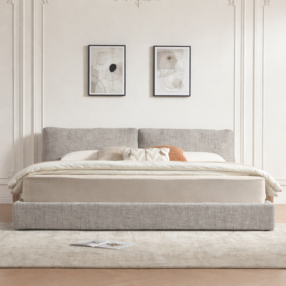 Bed - MDF - Linen - Light Gray - Multi Size